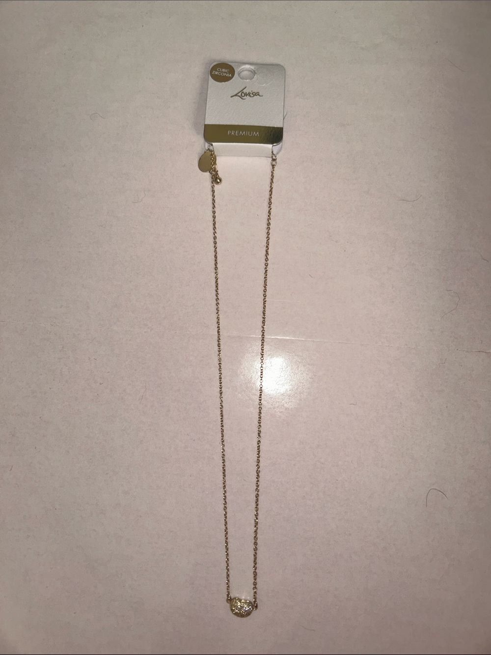 Gold Plated Rhinestone Pebble Pendant Necklace - Gold